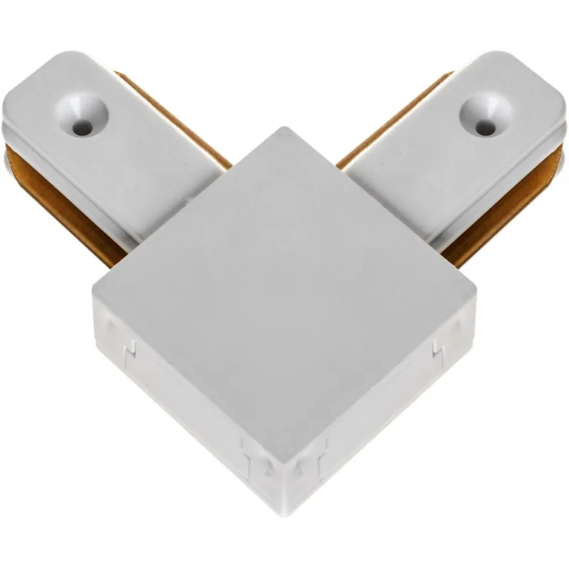 Conector en forma de "l" para carril line pro x2 (2 hilos) en aluminio color blanco