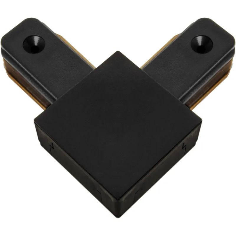 Conector en forma de "l" para carril line pro x2 (2 hilos) en aluminio color negro