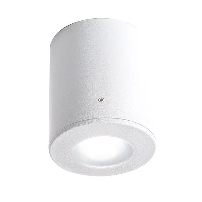 Foco franca 1xgu10 6w con pulsador cct (2colores) ip55 al.11,5xd.9,5cm resina blanca