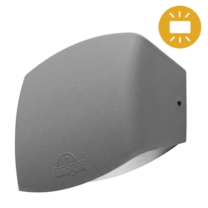 Aplique abram 1xr7s (78mm) 3,5w con pulsador cct (3colores) ip55 l.15,5xan.6xal.12cm resina gris