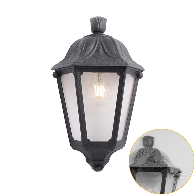 Aplique iesse 1xe27 ip55 l.22xan.13xal.35cm resina negra
