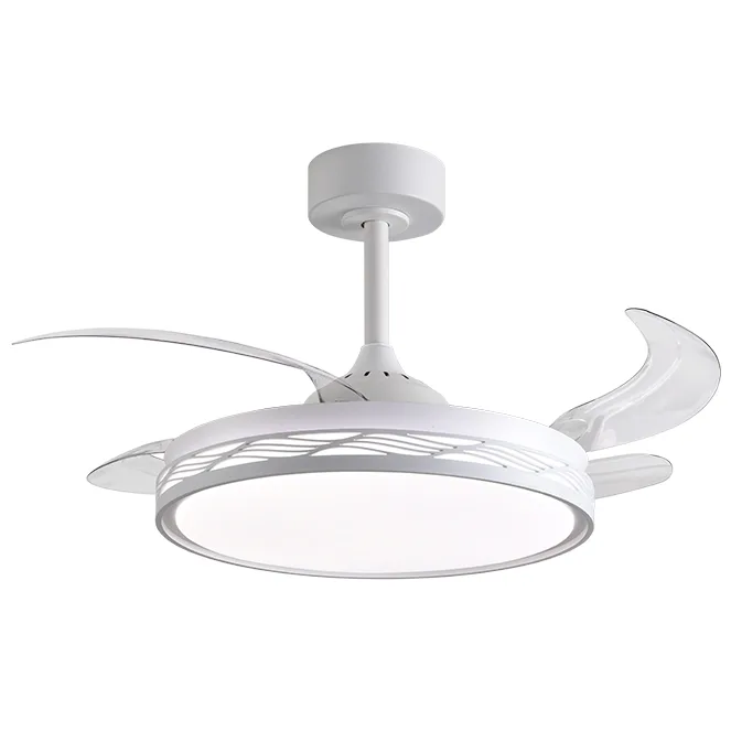 Ventilador dc riga blanco/plata, 4 aspas retráctiles, 72w led 3000|4000|6000k, al.35xd.108/50cm