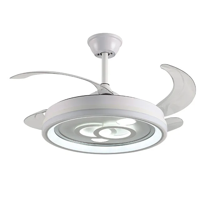 Ventilador dc dafne blanco, 4 aspas retráctiles, 72w led 3000|4000|6000k, al.35xd.108/50cm