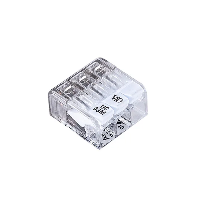 Conector compacto p/cable con palanca de apertura y cierre 3 poles 0,2-2,5mm2 450v 24a (caja 100pc)