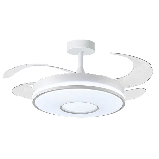 BEL AIR HOME - Ventilador de Techo KIRA Blanco con Motor DC Silencioso, Aspas Retráctiles, Luz LED 36W 3 Temperaturas, Mando a Distancia, Modo Invierno, Moderno