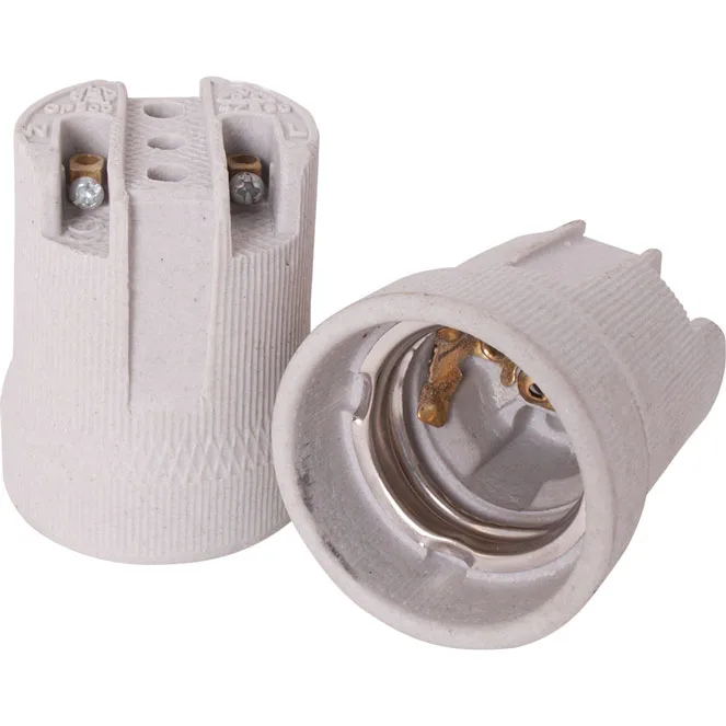 Portalámparas blanco de porcelana de casquillo e27