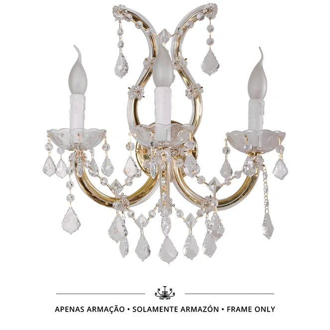 Aplique m.teresa 3xe14 oro (solo armazón sin cristales)