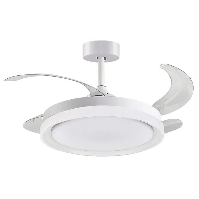 Ventilador dc kigali blanco/blanco, 4 aspas retráctiles, 72w led 3000|4000|6000k, al.35xd.108/50cm