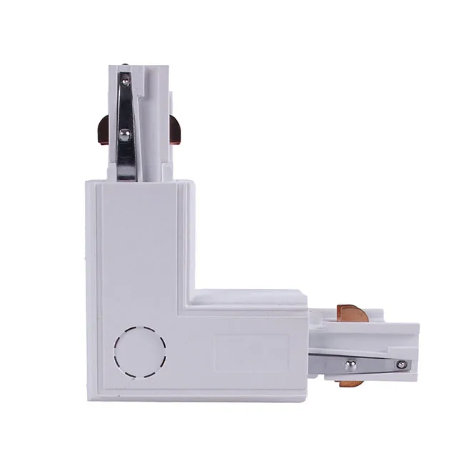 Conector izquierdo en forma de "l" para carril de superficie line pro (4 hilos) en aluminio blanco