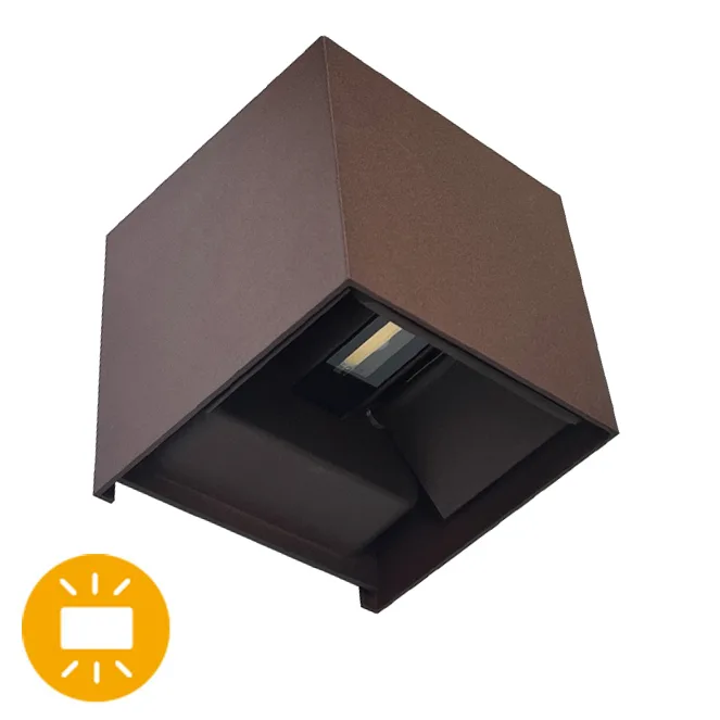 Aplique sor quadrado 2x5w led ip65 3000k ferrugem