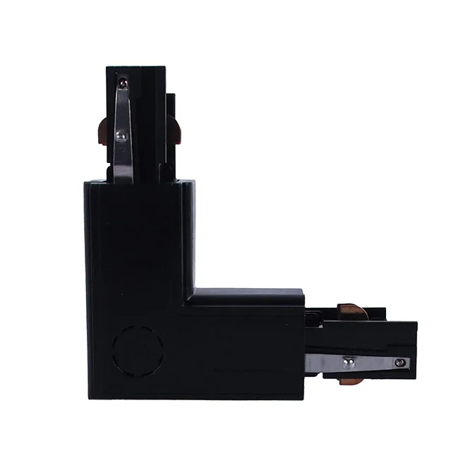 Conector izquierdo en forma de "l" para carril de superficie line pro (4 hilos) en aluminio negro