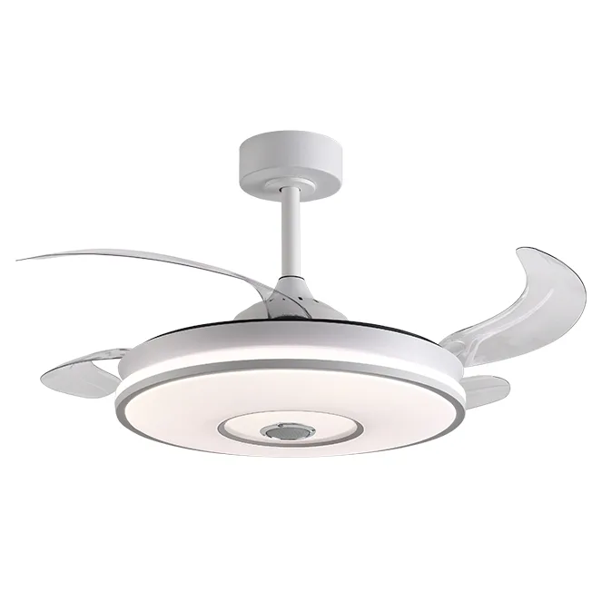 Ventilador dc colors mini blanco 4aspas retráctiles, 48w led 3000|4000|6000k, app al.35/45xd.91/40cm