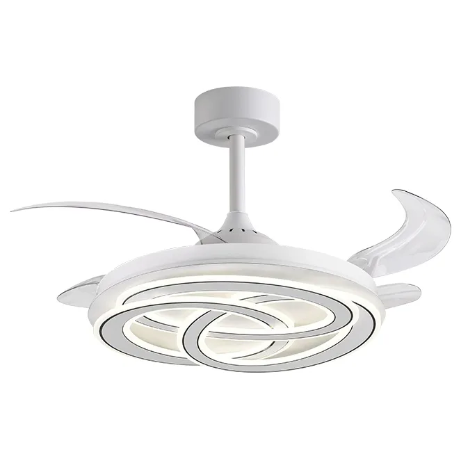 Ventilador dc nudos blanco, 4 aspas retráctiles, 200w led 3000|4000|6000k, al.35xd.108/50cm