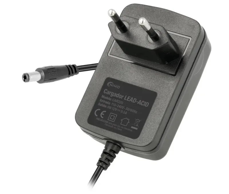 Cargador Batería Plomo 6v-12v/500mah Conector Y Pinzas Car320