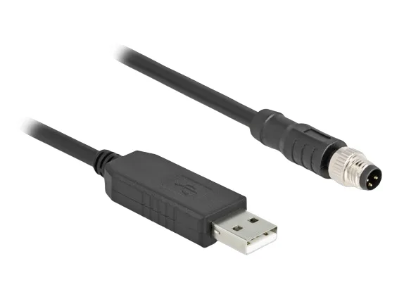 DeLOCK Cable de conexión serie M8 con chipset FTDI, USB 2.0 Tipo-A macho a M8 RS-232 macho Codificación A 3 pines 1,8 m negro