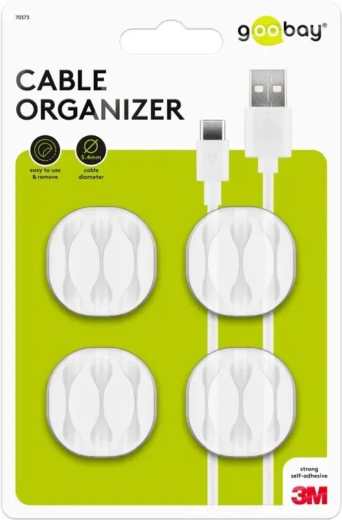 Juego De 4 Piezas Para Organizar Y Fijar Cables Extraíble Color Blanco 70373