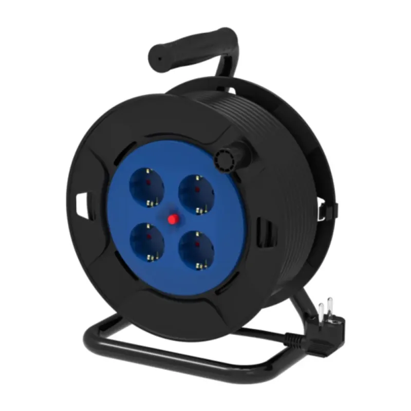 Enrollacables Eléctrico 4 Tomas Schuko 25 Metros Silver 8822