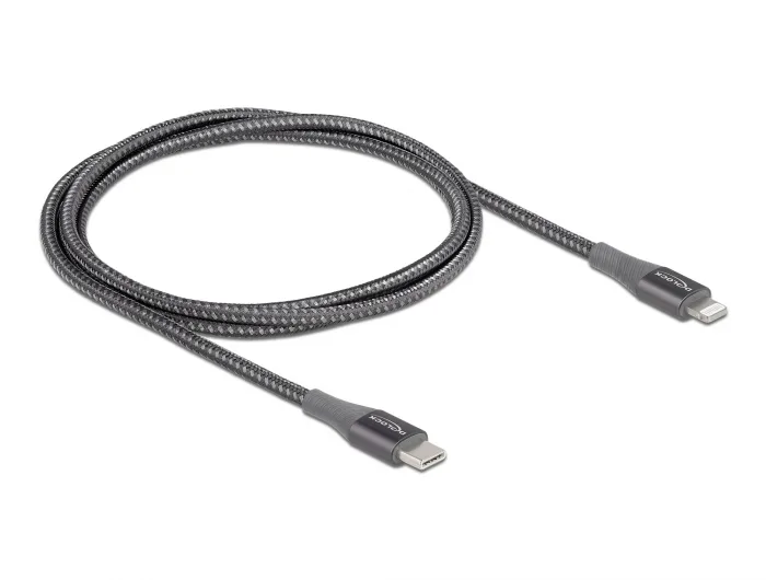 DeLOCK Cable de datos y de carga USB Type-C a Lightning para iPhone, iPad y iPod gris 1 m MFi