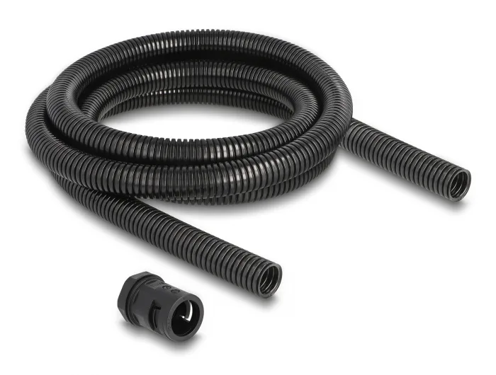 DeLOCK Funda protectora de cable de 2 m x 18,5 mm con juego de conector PG13,5 negro