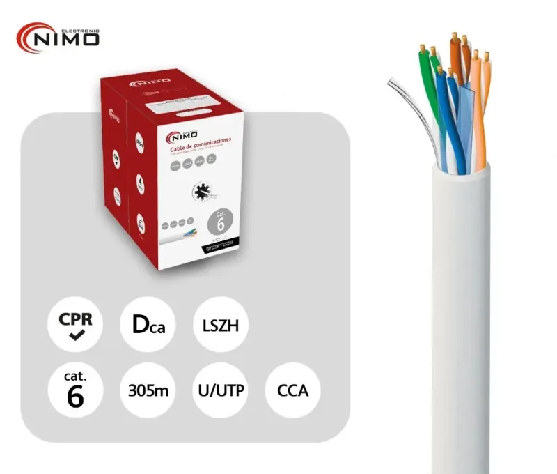 Cable Datos Utp Cat6 Interior Cca Awg23 Lszh Blanco (305m) Wir9029