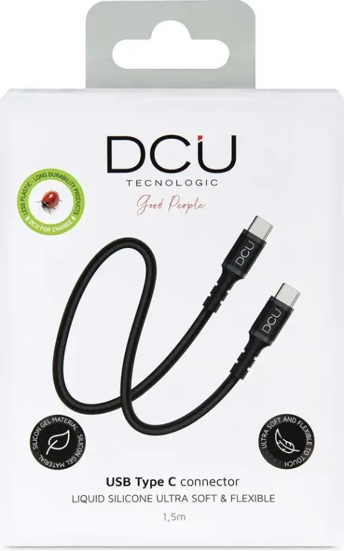 Cable Usb-c A Usb-c 2.0 1,5m Negro Silicona Dcu 30402085