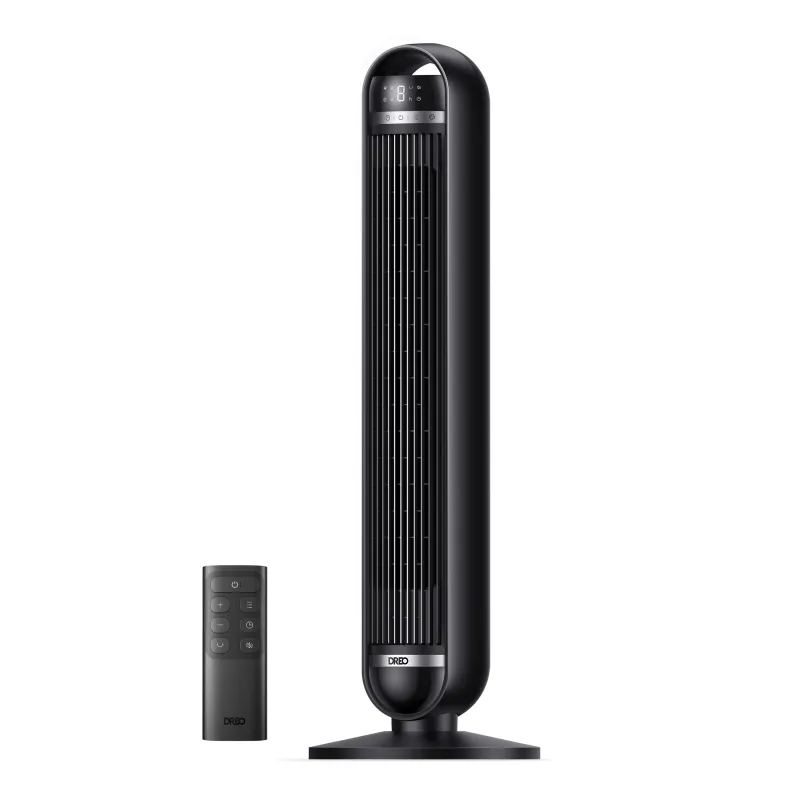 Dreo ventilador torre nomad tf414, ultra silencioso, 91 cm, 8,5 m/s, 30w, 8 velocidades, 4 modos, mando distancia, negro