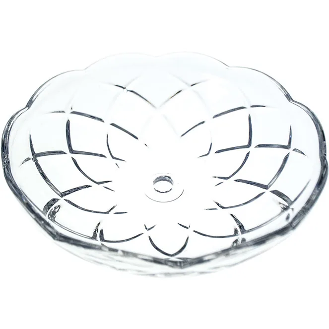 Arandela de cristal d.12cm taladro central 10mm + 5 laterales transparente