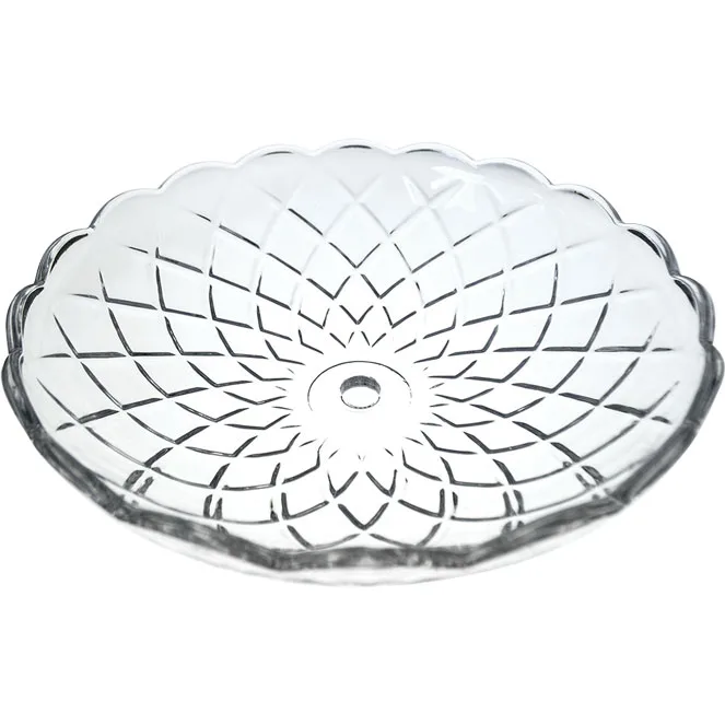 Arandela de cristal d.20cm taladro central 13mm + 5 laterales transparente
