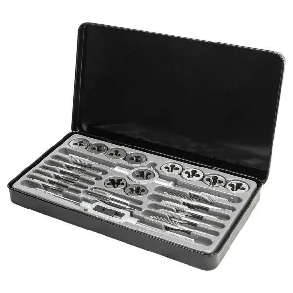 Juego de machos y terrajas 24 piezas (m5-m12) en maletín metálico