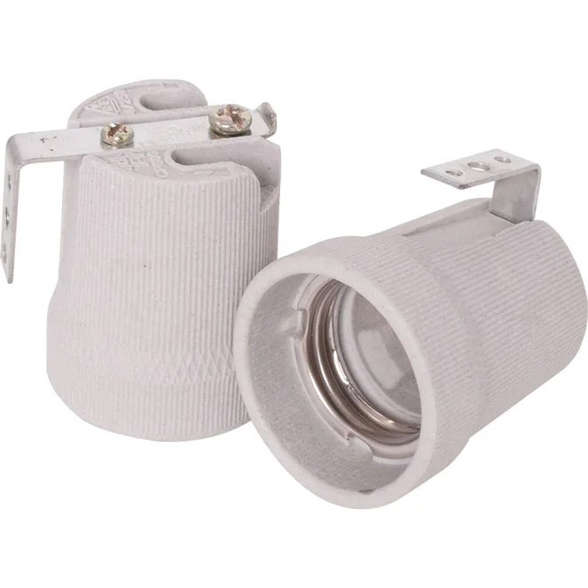 Portalámparas e27 blanco de porcelana c/l