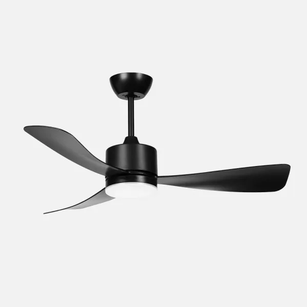 ABRILA - Ventilador DC Yeste 18W | 3 Aspas | 6 Velocidades | LED Integrado | Luz Opcional | Control Remoto | 35/45x106x106 cm | Negro