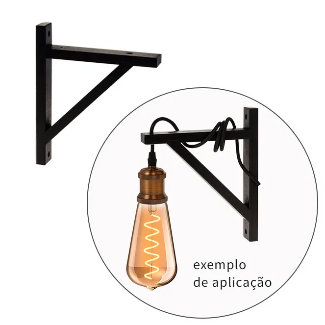 Base para aplique esquadro cuadrado l.3xan.19xal.22,6cm madera negro