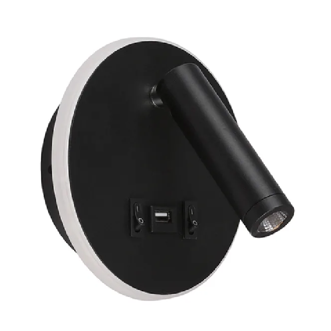 Aplique matsys 11w led 657lm 3000k, puerto usb l.9xan.4xal.120cm negro