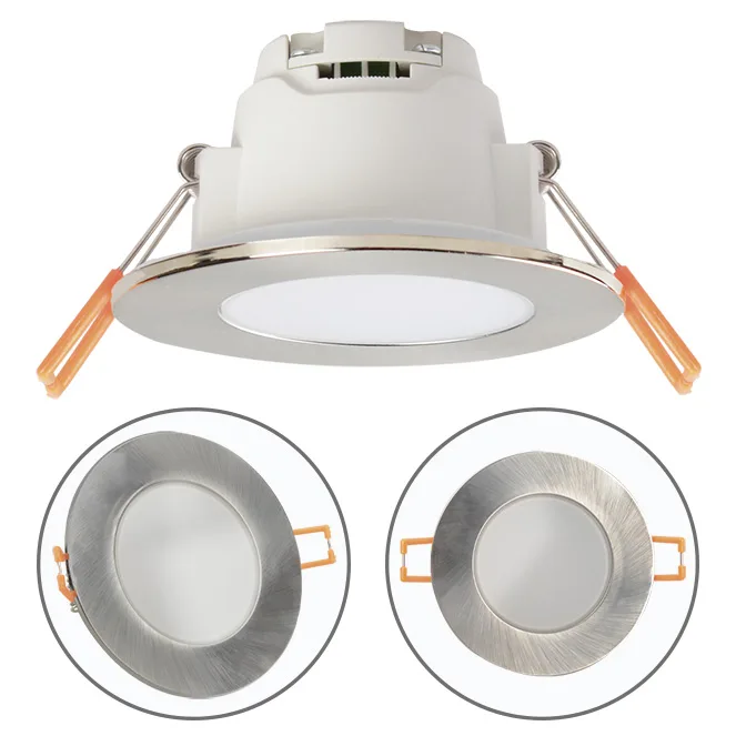 Downlight empotrable xelim redondo ip65 1x5w led 350lm 3000k 120° al.0,25xd.9cm niquel