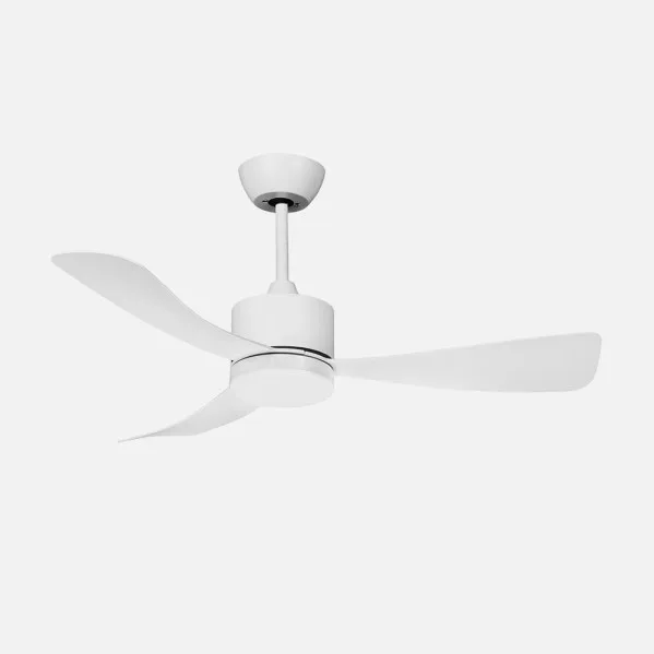 ABRILA - Ventilador DC Yeste 18W | 3 Aspas | 6 Velocidades | LED Integrado | Luz Opcional | Control Remoto | 35/45x106x106 cm | Blanco