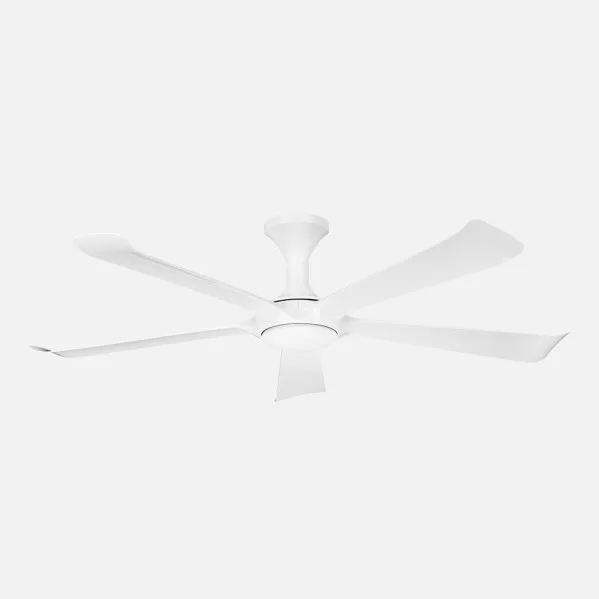 ABRILA - Ventilador DC Vinaros 18W | 5 Aspas | 6 Velocidades | LED Integrado | 3 Temperaturas de Luz | Control Remoto | 30x144x144 cm | Blanco