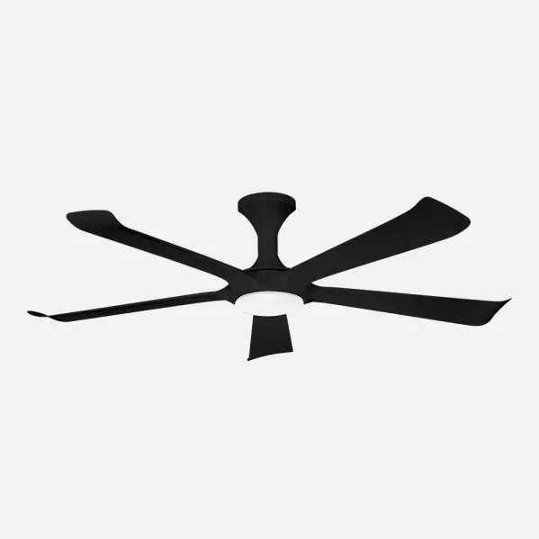 ABRILA - Ventilador DC Vinaros 18W | 5 Aspas | 6 Velocidades | LED Integrado | 3 Temperaturas de Luz | Control Remoto | 30x144x144 cm | Negro