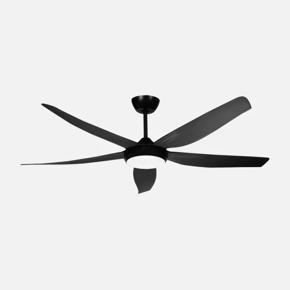 ABRILA - Ventilador DC Altea 24W Negro | 5 Aspas | 6 Velocidades | Tecnología LED 2880lm | Control Remoto con Memoria y Temporizador | 142 cm