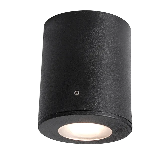 Foco franca 1xgu10 6w con pulsador cct (2colores) ip55 al.11,5xd.9,5cm resina negra