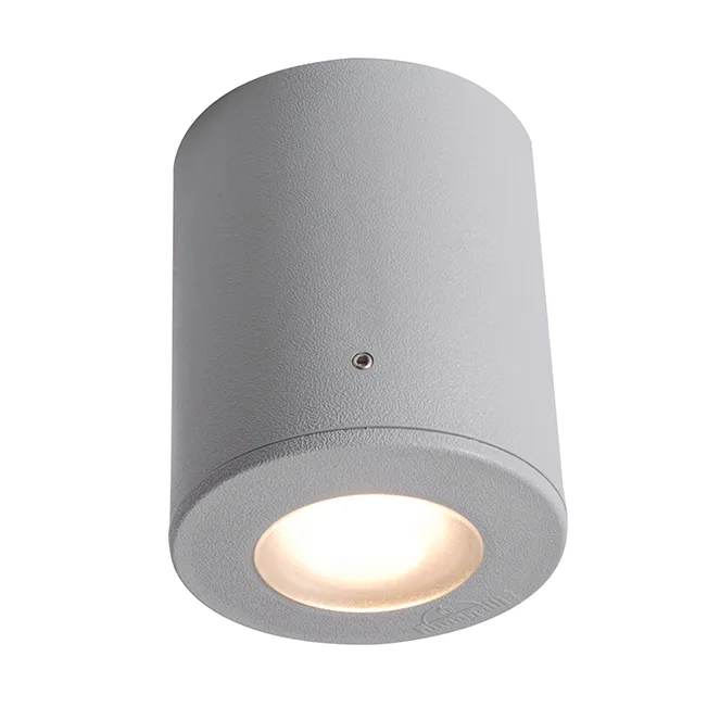 Foco franca 1xgu10 6w con pulsador cct (2colores) ip55 al.11,5xd.9,5cm resina gris