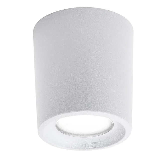 Foco livia 1xgu10 6w con pulsador cct (2colores) ip55 al.10,5xd.9,6cm resina blanca