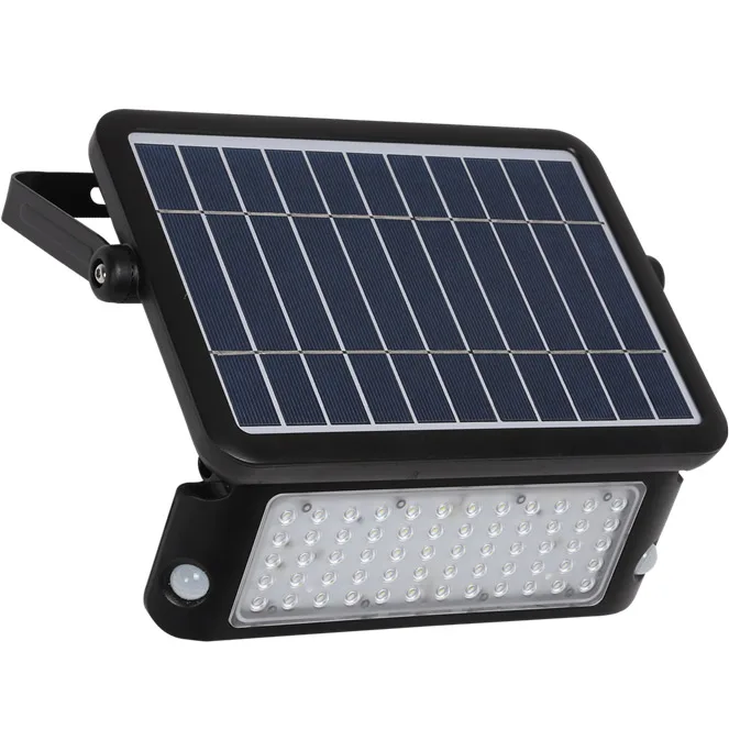 Aplique solar murat con sensor ip65 1x10w led 1080lm 6000k 90°l.30xan.3,5xal.21,5cm abs+pc negro