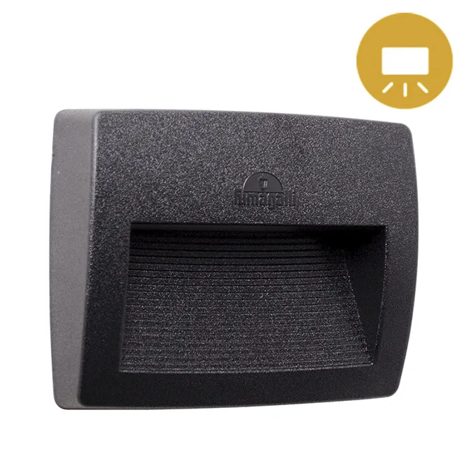 Aplique lorenza 1xr7s (118mm) 7,5w con pulsador cct (3colores) ip55 l.19xan.4,5xal.15cm resina negra