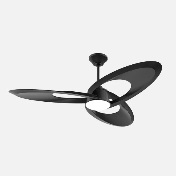 ABRILA - Ventilador DC Tarazona 18W | 3 Aspas | 6 Velocidades | LED Integrado | 3 Temperaturas de Luz | Control Remoto | 35/45x136x136 cm | Negro