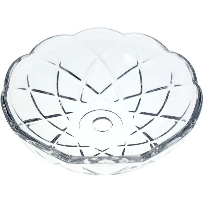 Arandela de cristal d.10cm taladro central 10mm+5 laterales transparente