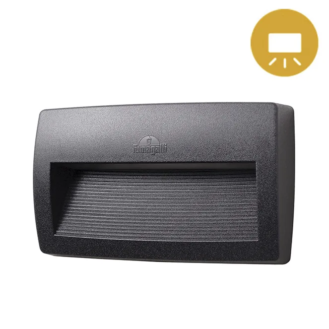 Aplique lorenza 1xr7s (189mm) 10,5w con pulsador cct (3colores) ip55 l.26xan.4,5xal.15cm resina negr