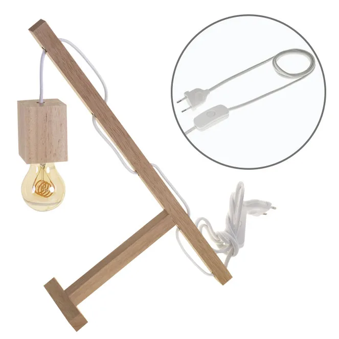 Sobremesa basic 1xe27 l.12xan.27xal.39cmmadera blanco/madera natural