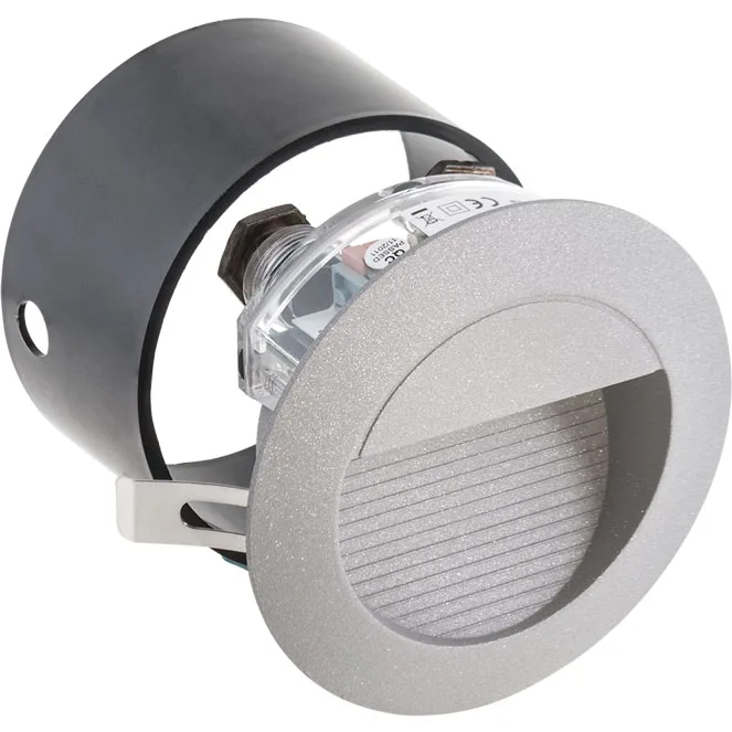 Aplique empotrable bonzo redondo ip65 1x1,2w led 70lm 7000k an.6,5xd.12,5cm aluminio+plástico gris
