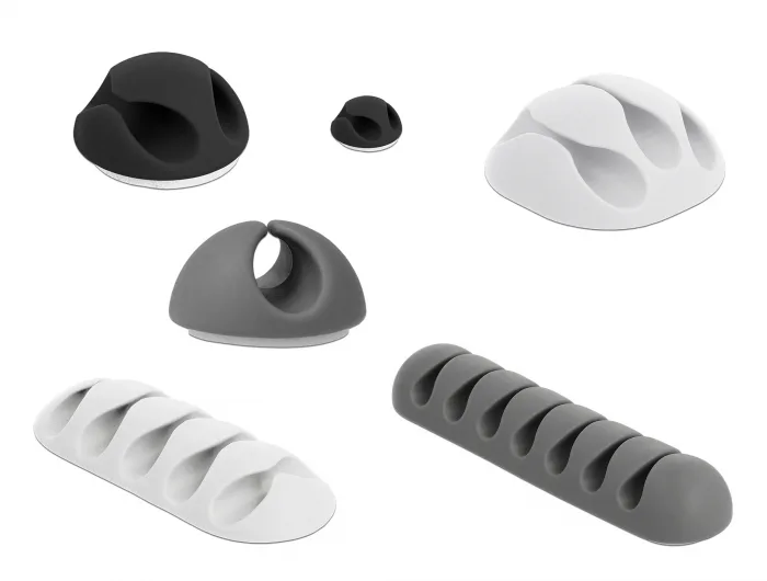 DeLOCK 18300 organizador de cables Escritorio/pared Soporte para cables Negro, Gris, Blanco 6 pieza(s)