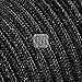 Cable eléctrico redondo revestido de tela de color Lamè negro, 50 metros, 2 x 0,75 cm, para lámparas, lámparas de mesa, etc. Fabricado en Italia.